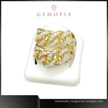 Hiphop Gold-Plated Rhinestone Ring for Men